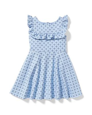blue floral long dress Janie & Jack blue short sleeve dress with tell o& pink flowers. Fully lined with blue bloomers. New with TAGS. Size 0-3m / NB